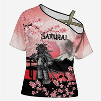 Personalised Japan Samurai Warrior Cross Shoulder Shirt Japanese Cherry Blossom Polynesian Pattern - Polynesian Pride