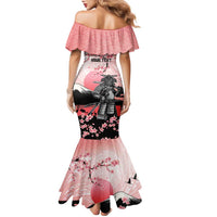 Personalised Japan Samurai Warrior Family Matching Mermaid Dress and Hawaiian Shirt Japanese Cherry Blossom Polynesian Pattern - Polynesian Pride