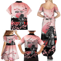 Personalised Japan Samurai Warrior Family Matching Summer Maxi Dress and Hawaiian Shirt Japanese Cherry Blossom Polynesian Pattern - Polynesian Pride