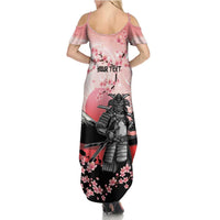 Personalised Japan Samurai Warrior Family Matching Summer Maxi Dress and Hawaiian Shirt Japanese Cherry Blossom Polynesian Pattern - Polynesian Pride