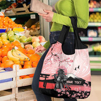 Personalised Japan Samurai Warrior Grocery Bag Japanese Cherry Blossom Polynesian Pattern - Polynesian Pride