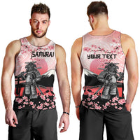 Personalised Japan Samurai Warrior Men Tank Top Japanese Cherry Blossom Polynesian Pattern - Polynesian Pride