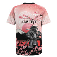 Personalised Japan Samurai Warrior Rugby Jersey Japanese Cherry Blossom Polynesian Pattern - Polynesian Pride