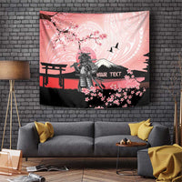 Personalised Japan Samurai Warrior Tapestry Japanese Cherry Blossom Polynesian Pattern - Polynesian Pride