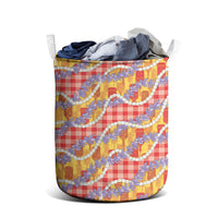 Hawaii Kahili Palaka Motifs Laundry Basket Hawaiian Honohono Pikake Lei