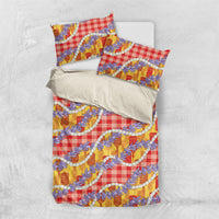 Hawaii Kahili Palaka Motifs Bedding Set Hawaiian Honohono Pikake Lei