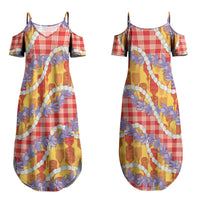 Hawaii Kahili Palaka Motifs Couples Matching Summer Maxi Dress and Hawaiian Shirt Hawaiian Honohono Pikake Lei LT14 - Polynesian Pride