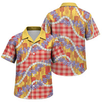 Hawaii Kahili Palaka Motifs Family Matching Mermaid Dress and Hawaiian Shirt Hawaiian Honohono Pikake Lei LT14 Son's Shirt Red - Polynesian Pride