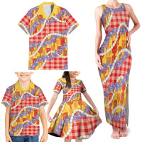 Hawaii Kahili Palaka Motifs Family Matching Tank Maxi Dress and Hawaiian Shirt Hawaiian Honohono Pikake Lei