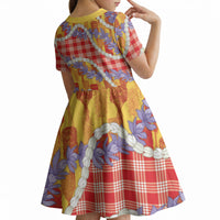 Hawaii Kahili Palaka Motifs Kid Short Sleeve Dress Hawaiian Honohono Pikake Lei LT14 - Polynesian Pride