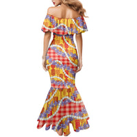 Hawaii Kahili Palaka Motifs Mermaid Dress Hawaiian Honohono Pikake Lei