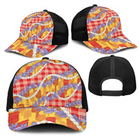 Hawaii Kahili Palaka Motifs Mesh Trucker Cap Hawaiian Honohono Pikake Lei
