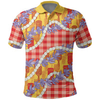 Hawaii Kahili Palaka Motifs Polo Shirt Hawaiian Honohono Pikake Lei LT14 Red - Polynesian Pride