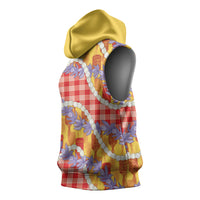 Hawaii Kahili Palaka Motifs Sleeveless Hoodie Hawaiian Honohono Pikake Lei