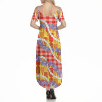 Hawaii Kahili Palaka Motifs Summer Maxi Dress Hawaiian Honohono Pikake Lei LT14 - Polynesian Pride