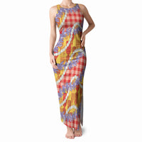 Hawaii Kahili Palaka Motifs Tank Maxi Dress Hawaiian Honohono Pikake Lei LT14 Women Red - Polynesian Pride