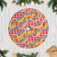 Hawaii Kahili Palaka Motifs Tree Skirt Hawaiian Honohono Pikake Lei