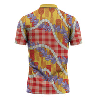 Hawaii Kahili Palaka Motifs Zipper Polo Shirt Hawaiian Honohono Pikake Lei LT14 - Polynesian Pride