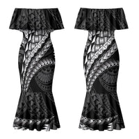 Hawaii Lauhala Tattoo Couples Matching Mermaid Dress and Long Sleeve Button Shirt Hawaiian Hala Leaf Weaving LT14 - Polynesian Pride