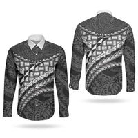 Hawaii Lauhala Tattoo Couples Matching Off Shoulder Maxi Dress and Long Sleeve Button Shirt Hawaiian Hala Leaf Weaving LT14 - Polynesian Pride
