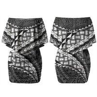 Hawaii Lauhala Tattoo Couples Matching Off Shoulder Short Dress and Hawaiian Shirt Hawaiian Hala Leaf Weaving LT14 - Polynesian Pride