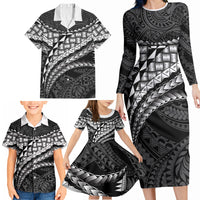 Hawaii Lauhala Tattoo Family Matching Long Sleeve Bodycon Dress and Hawaiian Shirt Hawaiian Hala Leaf Weaving LT14 - Polynesian Pride