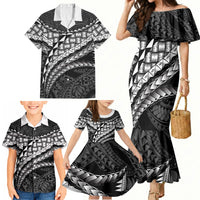Hawaii Lauhala Tattoo Family Matching Mermaid Dress and Hawaiian Shirt Hawaiian Hala Leaf Weaving LT14 - Polynesian Pride