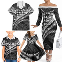 Hawaii Lauhala Tattoo Family Matching Off The Shoulder Long Sleeve Dress and Hawaiian Shirt Hawaiian Hala Leaf Weaving LT14 - Polynesian Pride