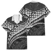 Hawaii Lauhala Tattoo Family Matching Off Shoulder Short Dress and Hawaiian Shirt Hawaiian Hala Leaf Weaving LT14 Dad's Shirt - Short Sleeve Black - Polynesian Pride