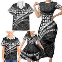 Hawaii Lauhala Tattoo Family Matching Short Sleeve Bodycon Dress and Hawaiian Shirt Hawaiian Hala Leaf Weaving LT14 - Polynesian Pride