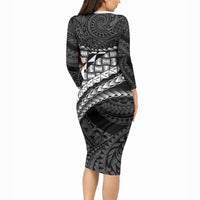 Hawaii Lauhala Tattoo Long Sleeve Bodycon Dress Hawaiian Hala Leaf Weaving LT14 - Polynesian Pride