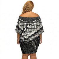 Hawaii Lauhala Tattoo Off Shoulder Short Dress Hawaiian Hala Leaf Weaving LT14 - Polynesian Pride