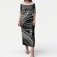 Hawaii Lauhala Tattoo Puletasi Hawaiian Hala Leaf Weaving LT14 Long Dress Black - Polynesian Pride