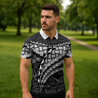 Hawaii Lauhala Tattoo Zipper Polo Shirt Hawaiian Hala Leaf Weaving LT14 - Polynesian Pride