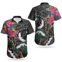 Hawaiian and Japanese Culture Couples Matching Summer Maxi Dress and Hawaiian Shirt Crane Sakura Hibiscus Tropical Vibes LT14 - Polynesian Pride