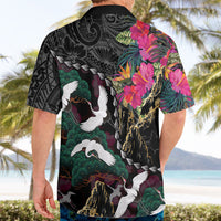 Hawaiian and Japanese Culture Hawaiian Shirt Crane Sakura Hibiscus Tropical Vibes LT14 - Polynesian Pride