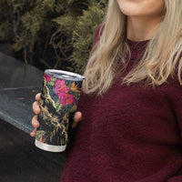 Hawaiian and Japanese Culture Tumbler Cup Crane Sakura Hibiscus Tropical Vibes