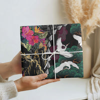Hawaiian and Japanese Culture Wrapping Paper Crane Sakura Hibiscus Tropical Vibes