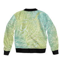 Baby Green Gradient Polynesia Bomber Jacket Hawaiian Tribal Hammerhead Shark Tattoo
