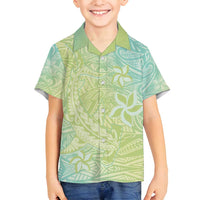 Baby Green Gradient Polynesia Family Matching Long Sleeve Bodycon Dress and Hawaiian Shirt Hawaiian Tribal Hammerhead Shark Tattoo LT14 Son's Shirt Baby Green - Polynesian Pride