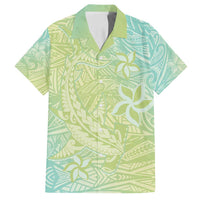 Baby Green Gradient Polynesia Family Matching Off Shoulder Maxi Dress and Hawaiian Shirt Hawaiian Tribal Hammerhead Shark Tattoo