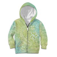Baby Green Gradient Polynesia Kid Hoodie Hawaiian Tribal Hammerhead Shark Tattoo