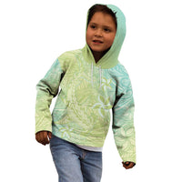 Baby Green Gradient Polynesia Kid Hoodie Hawaiian Tribal Hammerhead Shark Tattoo