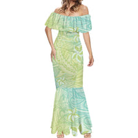 Baby Green Gradient Polynesia Mermaid Dress Hawaiian Tribal Hammerhead Shark Tattoo