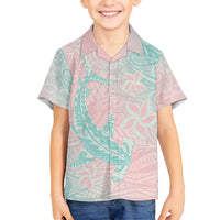 Baby Pink Gradient Polynesia Family Matching Summer Maxi Dress and Hawaiian Shirt Hawaiian Tribal Hammerhead Shark Tattoo LT14 Son's Shirt Baby Pink - Polynesian Pride