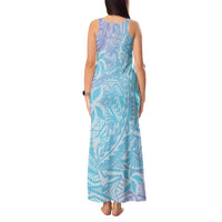 Baby Blue Gradient Polynesia Tank Maxi Dress Hawaiian Tribal Hammerhead Shark Tattoo LT14 - Polynesian Pride