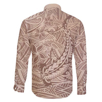 Pastel Brown Polynesia Family Matching Summer Maxi Dress and Hawaiian Shirt Hawaiian Tribal Hammerhead Shark Tattoo LT14 - Polynesian Pride