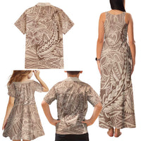 Pink Gradient Polynesia Family Matching Tank Maxi Dress and Hawaiian Shirt Hawaiian Tribal Hammerhead Shark Tattoo