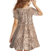 Pink Gradient Polynesia Kid Short Sleeve Dress Hawaiian Tribal Hammerhead Shark Tattoo