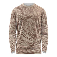 Pastel Brown Polynesia Long Sleeve Shirt Hawaiian Tribal Hammerhead Shark Tattoo LT14 Unisex Pastel Brown - Polynesian Pride